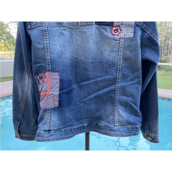 Vintage America Patchwork Jean Jacket size 1x EUC NWOT - Picture 6 of 8